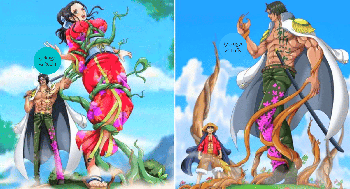 Ryokugyu vs Robin et Luffy