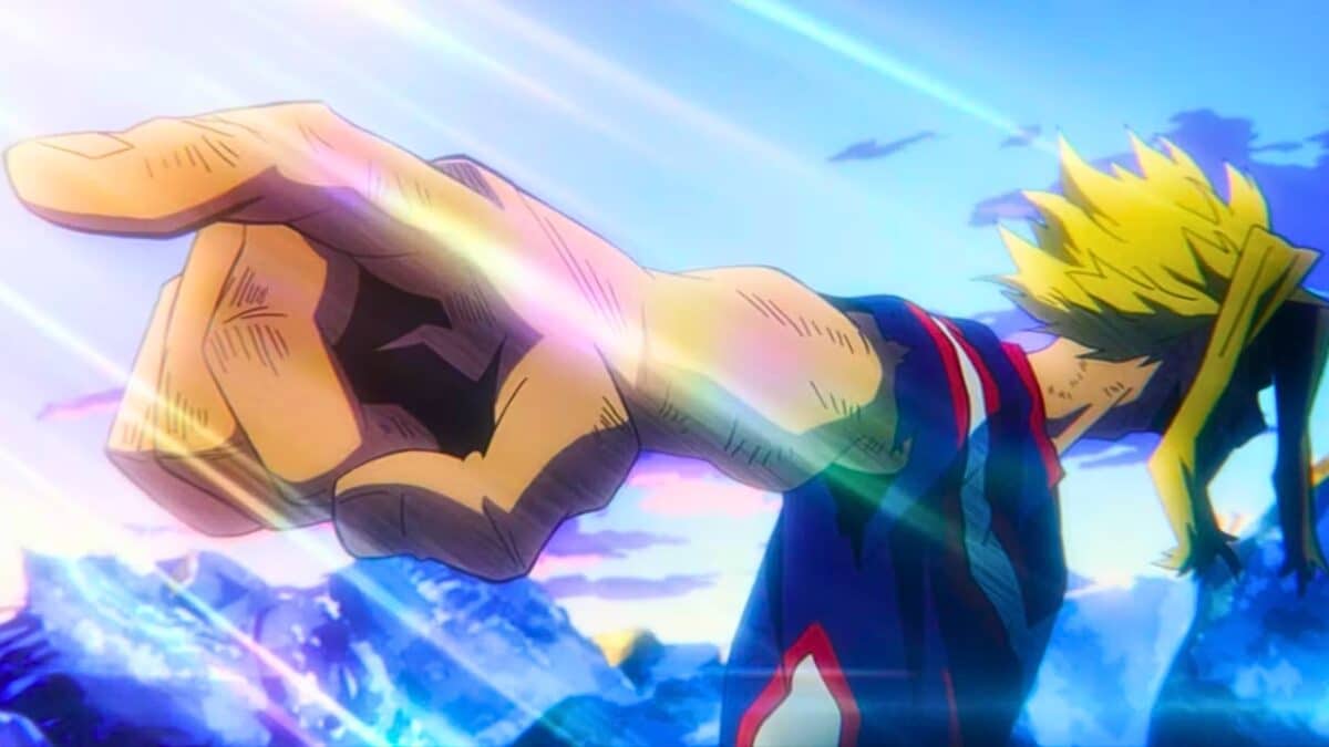 mha all might scene point du doigt