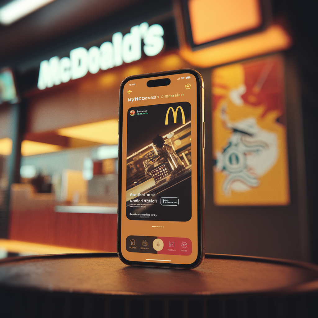 Un smartphone affiche MyMcDonald’s avec une opération One Piece au Japon